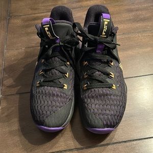 Nike Lebron basketball shoes. Black, purple and gold. Men’s size 8